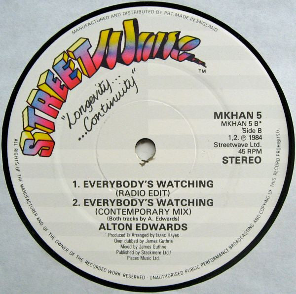 Alton Edwards : Everybody's Watching (12", Pic)