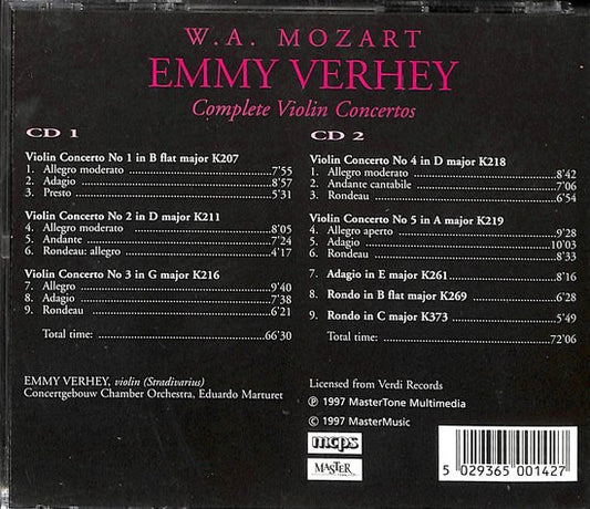 Emmy Verhey, Concertgebouw Chamber Orchestra, Eduardo Marturet : Complete Violin Concertos - W.A. Mozart (2xCD, Album)