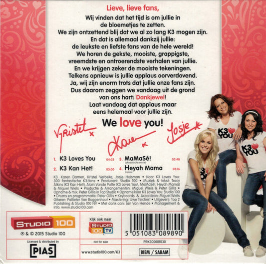 K3 : K3 Loves You (CD, Single, Promo)