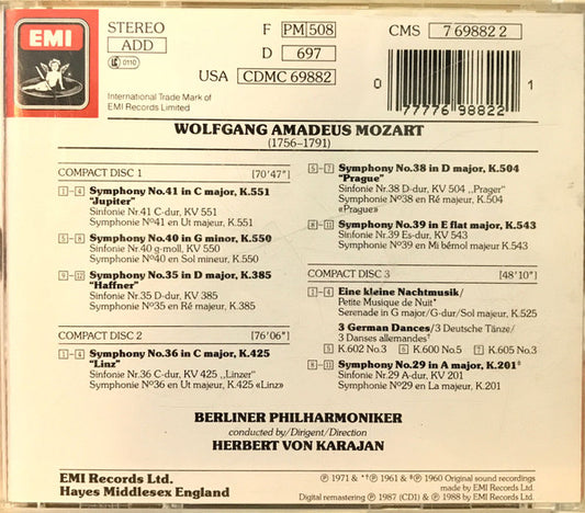 Herbert von Karajan, Berliner Philharmoniker, Wolfgang Amadeus Mozart : Herbert von Karajan Conducts Mozart (3xCD, Comp, RM)