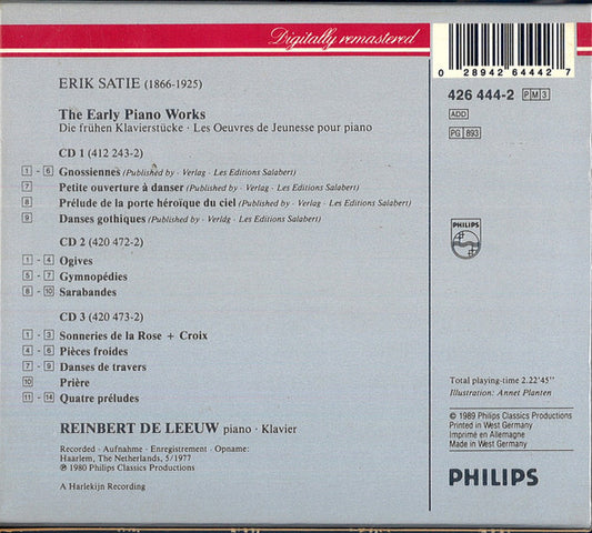Erik Satie • Reinbert de Leeuw : The Early Piano Works = Die Frühen Klavierstücke = Les Œuvres De Jeunesse Pour Piano (Box, Comp, Sli + 3xCD, Album, RE, RM)