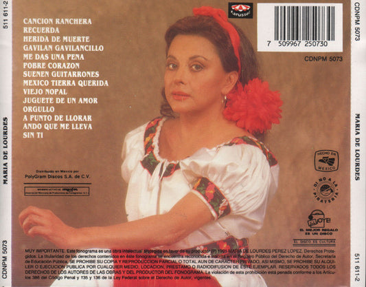 Maria De Lourdes : Interpreta El Sentir Del Compositor Mexicano (CD, Album)