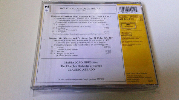 Wolfgang Amadeus Mozart - Maria-João Pires ∙ The Chamber Orchestra Of Europe ∙ Claudio Abbado : Klavierkonzerte = Piano Concertos Nos. 17 & 21 (CD, PMD)