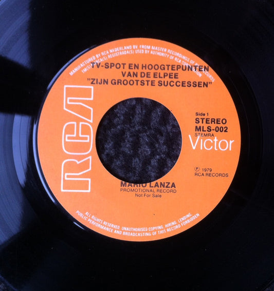Mario Lanza : Tv-spot En Hoogtepunten Van De Elpee "Zijn Grootste Successen" (7", Single, Promo)