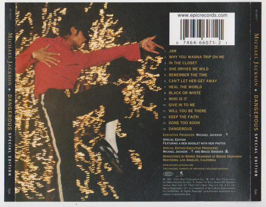 Michael Jackson : Dangerous (CD, Album, RE, RM, S/Edition)