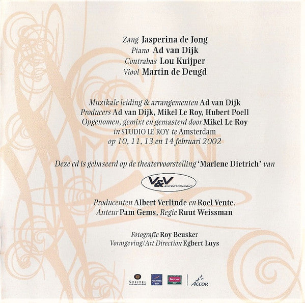 Jasperina De Jong : Zingt Marlène Dietrich (CD, Album)