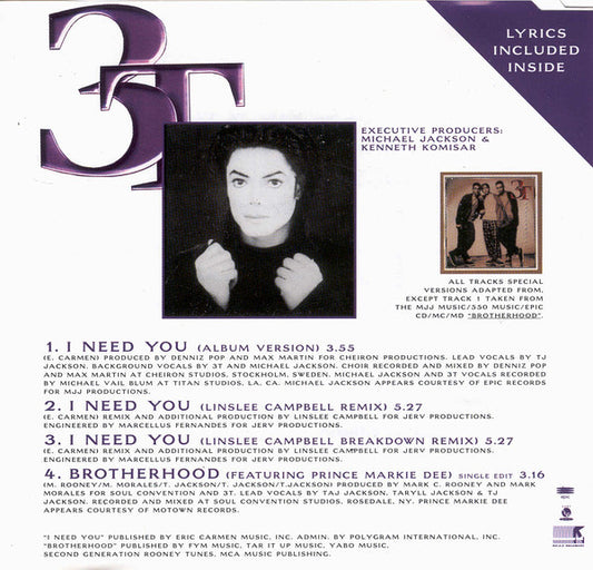 3T : I Need You (CD, Maxi)