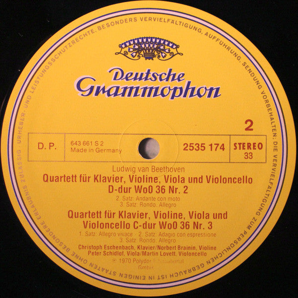 Ludwig van Beethoven - Christoph Eschenbach, Amadeus-Quartett : Die Klavierquartette (LP, RE)