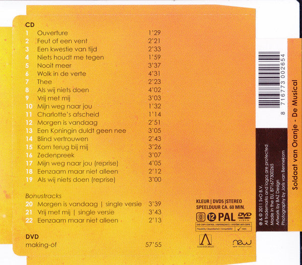 Various : Soldaat Van Oranje - De Musical (CD, Album + DVD-V, PAL)