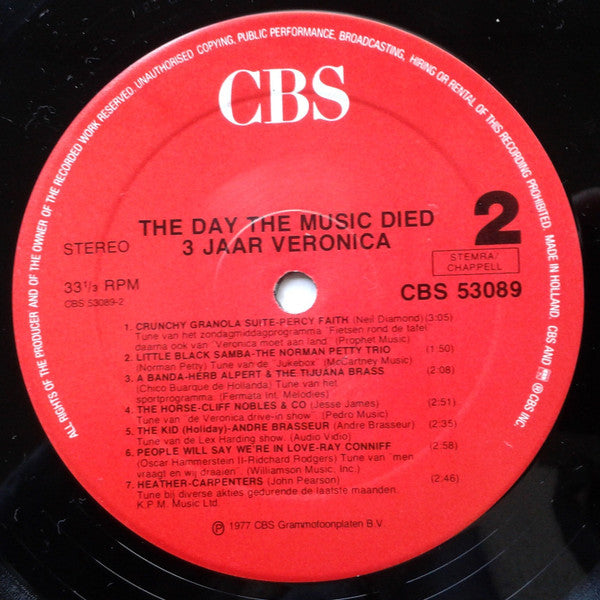 Various : The Day The Music Died - 3 Jaar Veronica (LP, Comp, Mixed, RE)