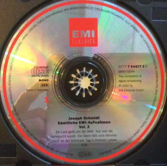 Joseph Schmidt : Sämtliche EMI-Aufnahmen / Complete EMI Recordings, Vol. 2 (2xCD, Comp)