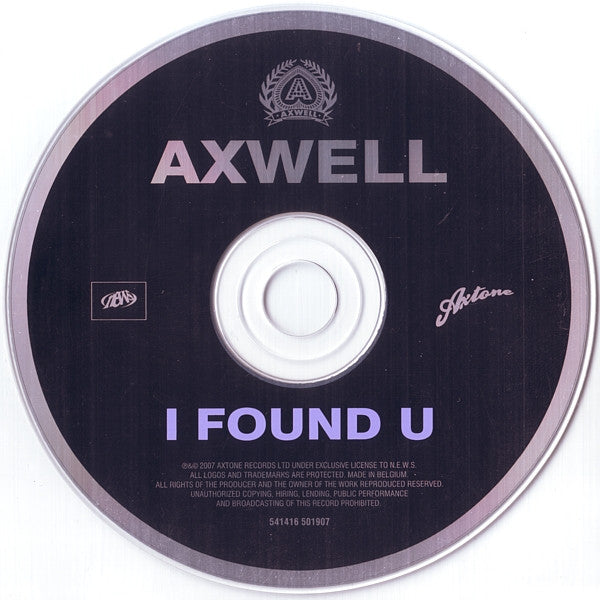 Axwell Feat. Max'C : I Found U (CD, Single)