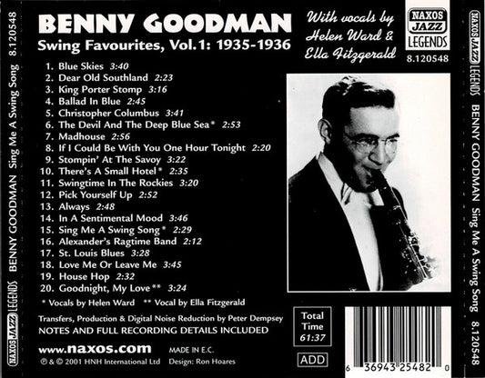 Benny Goodman : Sing Me A Swing Song - Swing Favourites Vol.1 1935 - 1936 (CD, Comp)