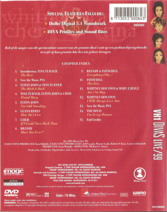Various : VH1 Divas Live/99 (DVD-V, Multichannel, PAL)