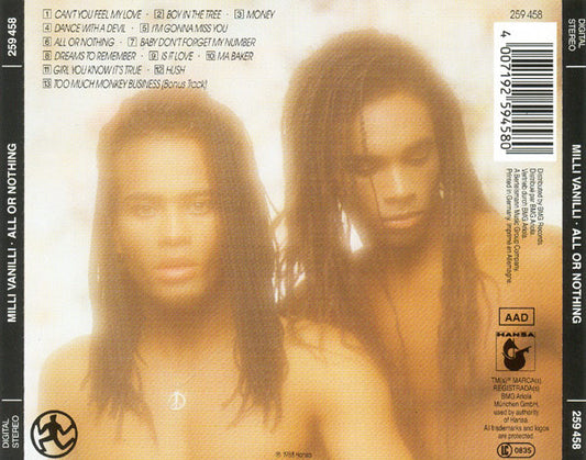 Milli Vanilli : All Or Nothing (The First Album) (CD, Album)