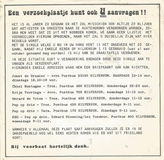 Apollo Trio (4) : Ik Kom Ut Fryslan (7", Single)