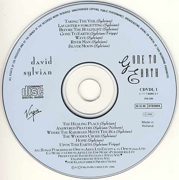 David Sylvian : Gone To Earth (CD, Album, RE, RP)