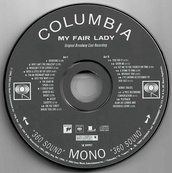 Rex Harrison, Julie Andrews With Stanley Holloway Book And Lyrics By Alan Jay Lerner Music By Frederick Loewe : My Fair Lady (Original Broadway Cast Recording) (CD, Album, Mono, RE, RM)