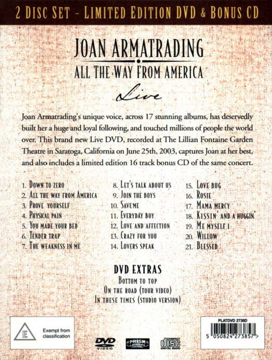 Joan Armatrading : All The Way From America - Live (DVD-V, Album, Ltd, Ltd + CD, Album, Ltd)