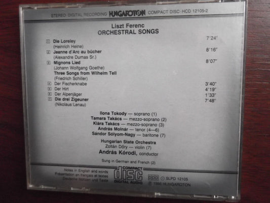 Franz Liszt - Ilona Tokody • Klára Takács • Tamara Takács, András Molnár • Sándor Sólyom Nagy, Hungarian State Orchestra, András Kórodi : Orchestral Songs (CD)