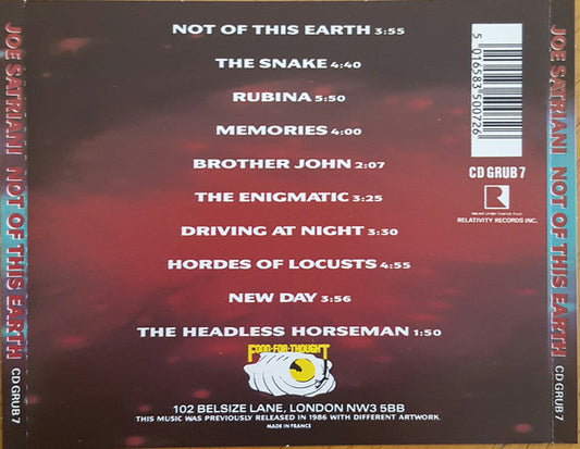 Joe Satriani : Not Of This Earth (CD, Album, RE)