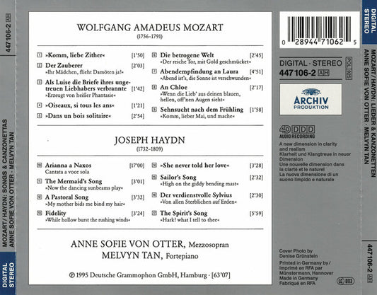 Wolfgang Amadeus Mozart, Joseph Haydn – Anne Sofie Von Otter, Melvyn Tan : Songs & Canzonettas (CD, Album)
