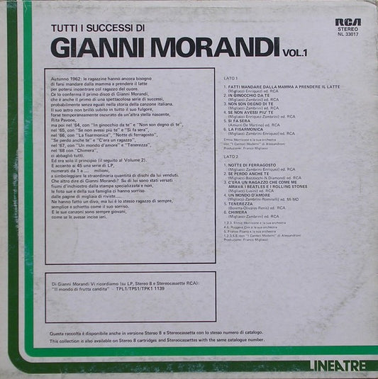 Gianni Morandi : Tutti I Successi Di Gianni Morandi Vol. 1 (LP, Comp)