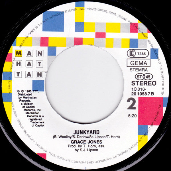 Grace Jones : Jones The Rhythm (7", Single)