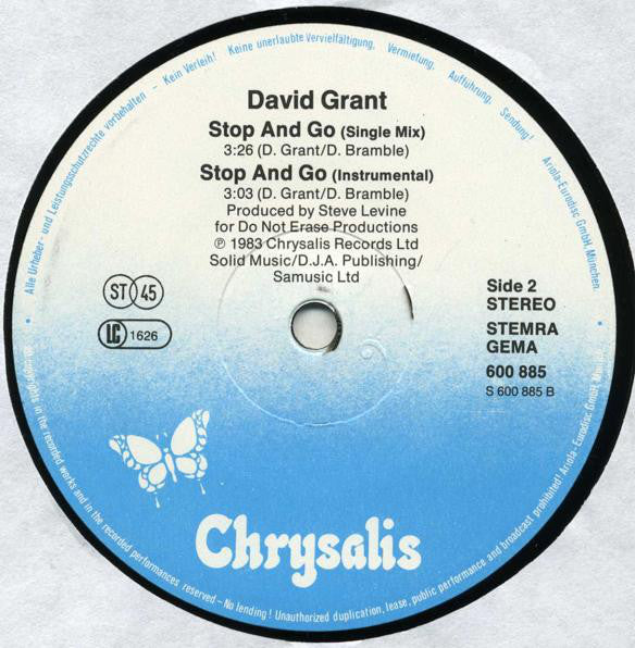 David Grant : Stop And Go (12")