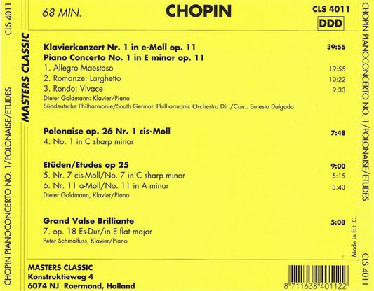 Frédéric Chopin - Dieter Goldmann, Süddeutsche Philharmonie Dir./Cond.: Ernesto Delgado, Peter Schmalfuß : Klavierkonzert Nr. 1 = Piano Concerto No. 1 (CD, Comp)