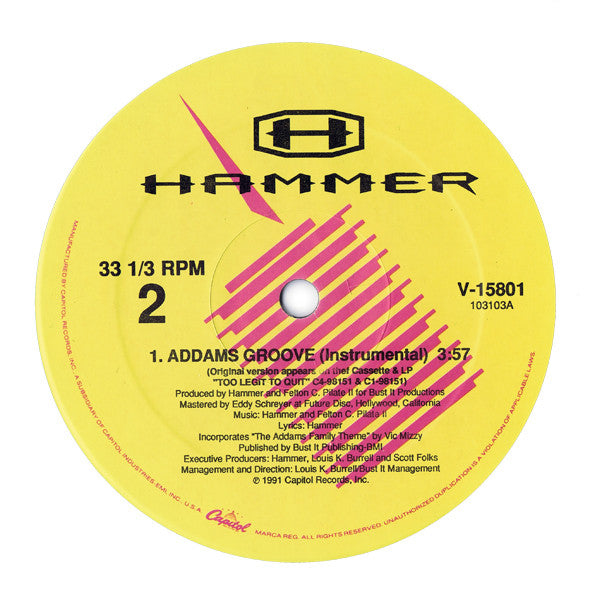 MC Hammer : Addams Groove (12", Single, Spe)