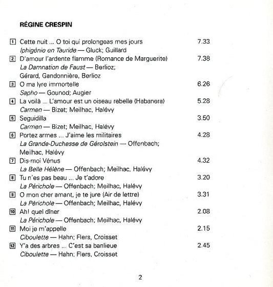 Régine Crespin : Régine Crespin (CD, Comp, RM)