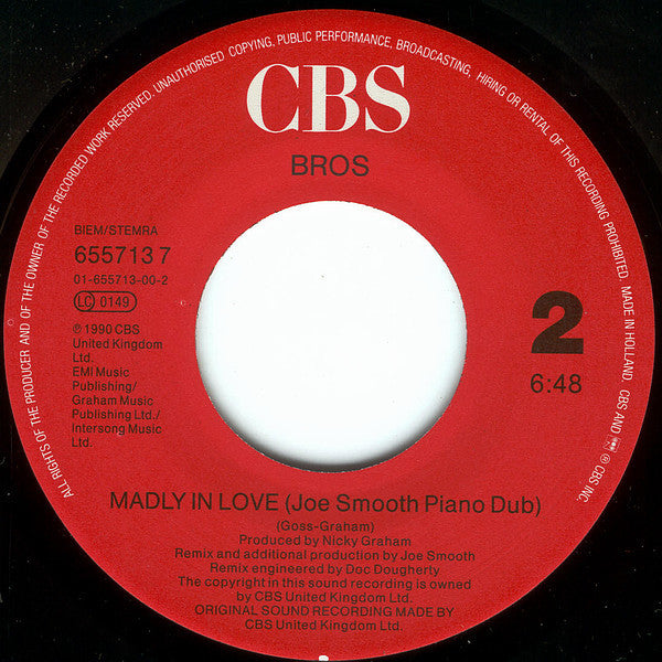 Bros : Madly In Love (7")