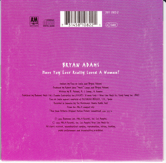 Bryan Adams : Have You Ever Really Loved A Woman? (CD, Single)