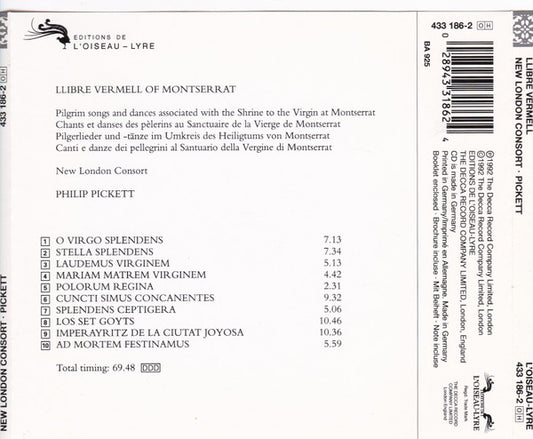 New London Consort, Philip Pickett : Llibre Vermell (CD, Album, RE)
