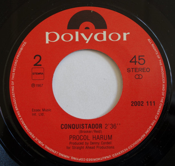 Procol Harum : A Whiter Shade Of Pale / Conquistador (7", Single, RE)