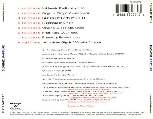 Blondie : Rapture (CD, Maxi)