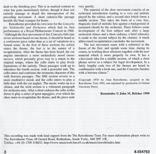 Alan Rawsthorne, Alexander Baillie, Stéphane Rancourt, Royal Scottish National Orchestra, David Lloyd-Jones : Cello Concerto / Oboe Concerto / Symphonic Studies (CD)
