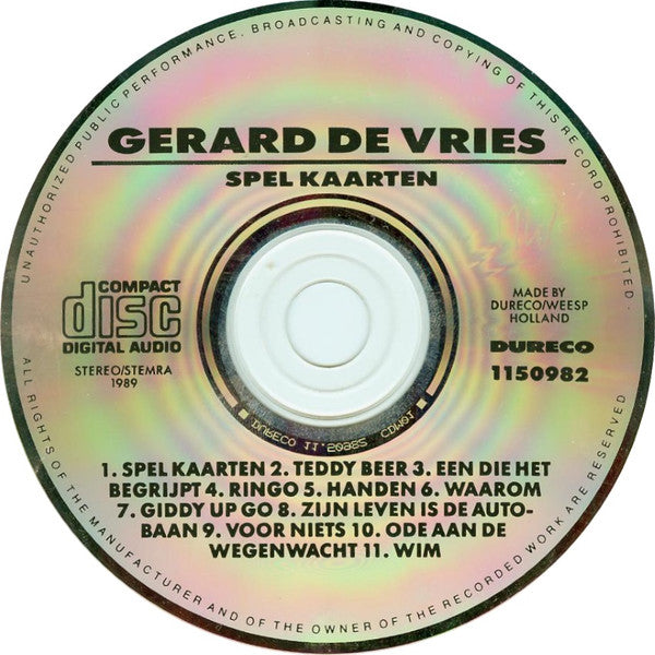 Gerard De Vries : Spel Kaarten (CD, Comp)