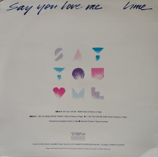 Lime (2) : Say You Love Me (12")