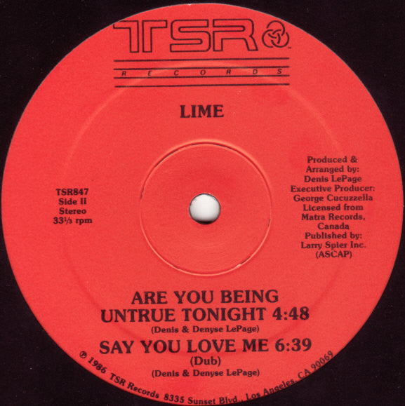 Lime (2) : Say You Love Me (12")