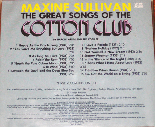 Maxine Sullivan : Great Songs From The Cotton Club (CD)