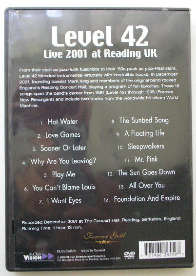 Level 42 : Live 2001 At Reading UK (DVD, NTSC)
