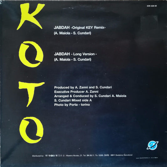 Koto : Jabdah (The Original ZYX Remix) (12", Maxi)