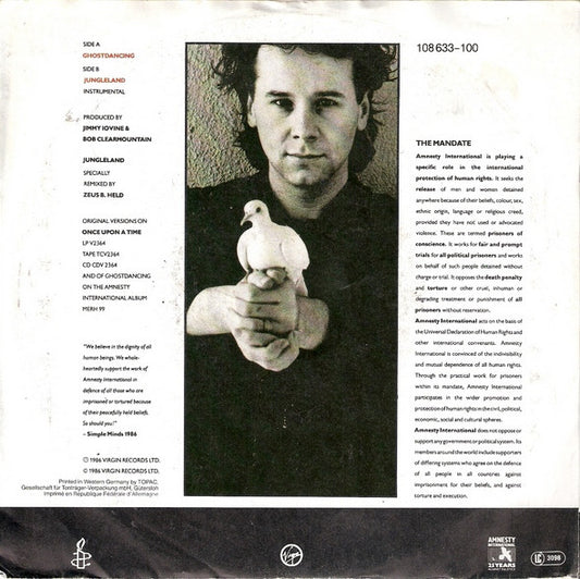 Simple Minds : Ghostdancing (7", Single)