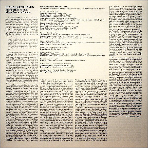 Joseph Haydn, The Choir Of Christ Church Cathedral, The Academy Of Ancient Music : Missa Sancti Nicolai ∙ Missa Brevis (LP)