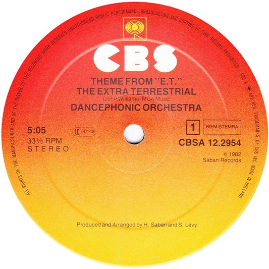 Dancephonic Orchestra : Theme From "E.T." The Extra Terrestrial (12", Maxi)