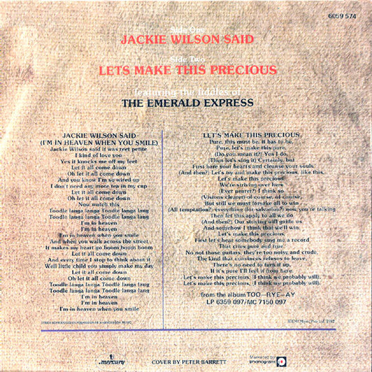 Kevin Rowland & Dexys Midnight Runners : Jackie Wilson Said / Let's Make This Precious (7", Single)