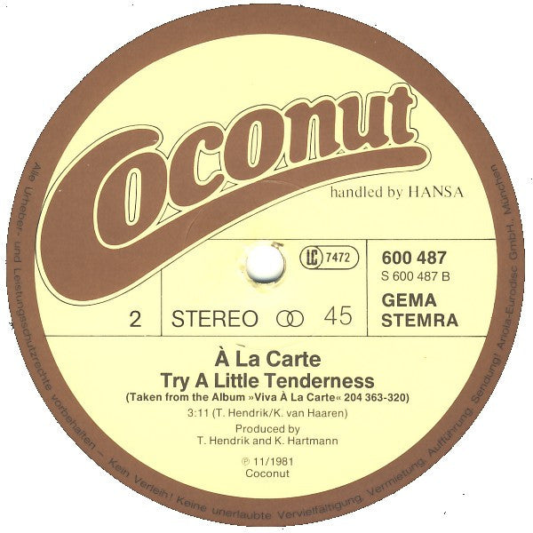 À La Carte : Viva Torero (Long Version) (12", Single, Sup)