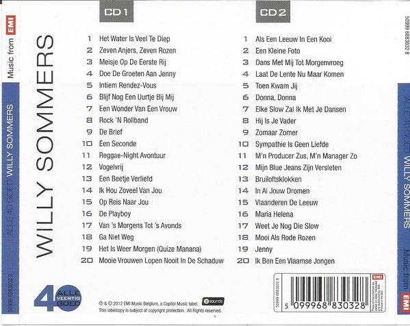 Willy Sommers : Alle 40 Goed (2xCD, Comp)
